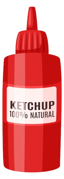 Icona della bottiglia di plastica del ketchup salsa piccante del fumetto