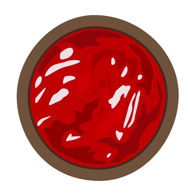 Ketchup Tomato sauce in round plate Vector isolated illustration