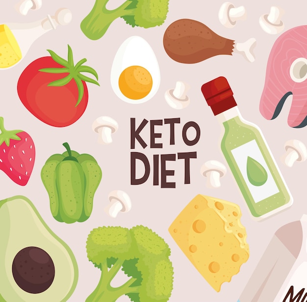 Keto diet food pattern icons