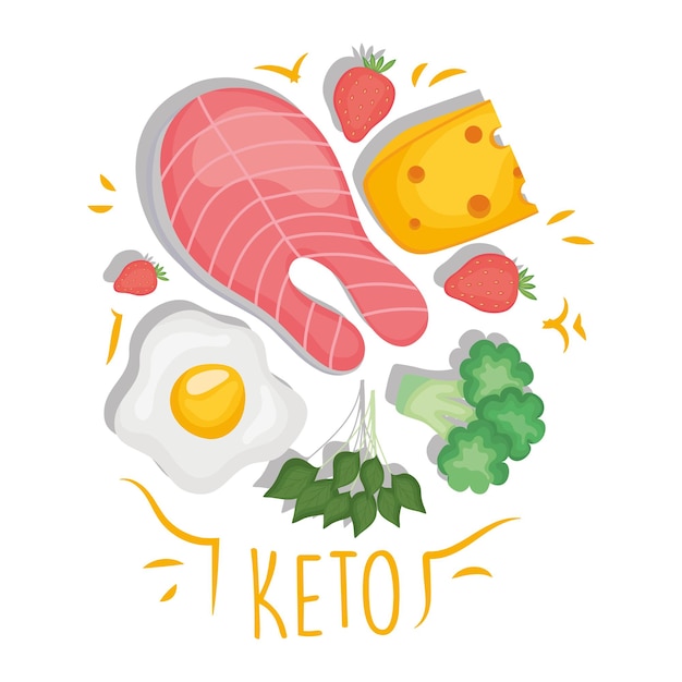 Keto and healthy food icons