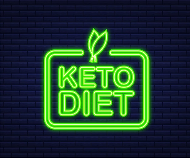 Ketogeen dieet logo teken. keto-dieet. neon icoon. vector illustratie.