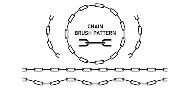 Vector kettingen vector illustratie keten pictogrammen delen cirkels van kettingen metalen ketting links penseelpatroon