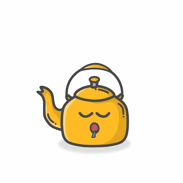 Kettle cute character flat cartoon vector design illustration