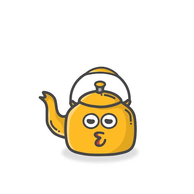 Kettle Cute Character Flat Cartoon Vector Design Illustration