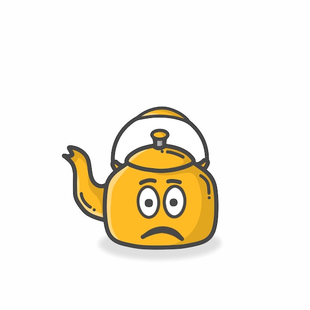 Kettle Cute Character Flat Cartoon Vector Design Illustration