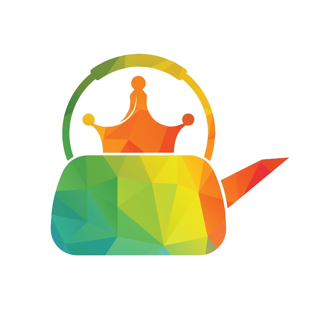 Дизайн логотипа Kettle King вектор логотипа Crown Teapot