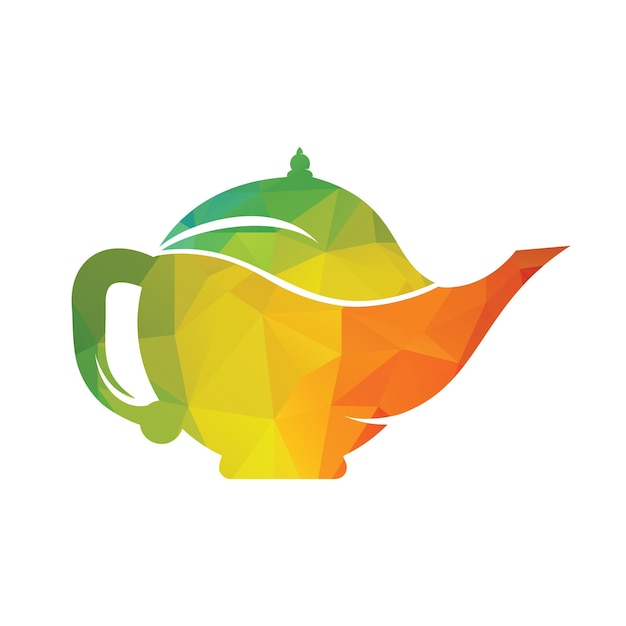 Kettle leaf logo concept design Green leaf Teapot logo vector