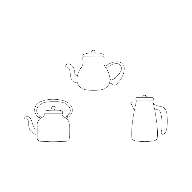 kettle line art vector isolated on white background. Illustration of kettle.