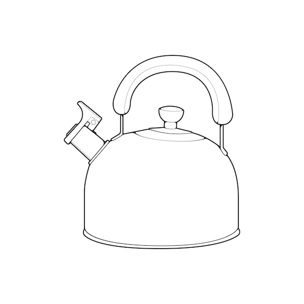 Kettle line vector art Teapot logo Kettle with handle isolated on white background Kettle in line art style vector icon