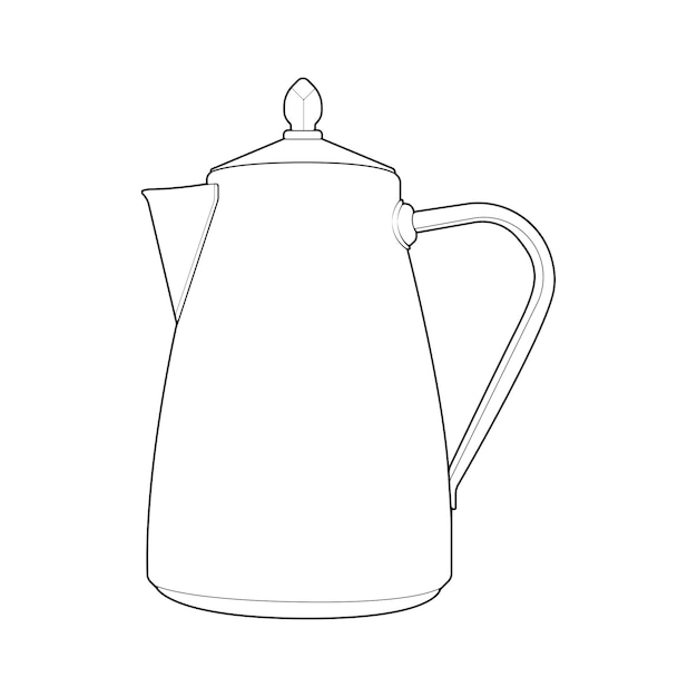 Kettle line vector art Teapot logo Kettle with handle isolated on white background Kettle in line art style vector icon