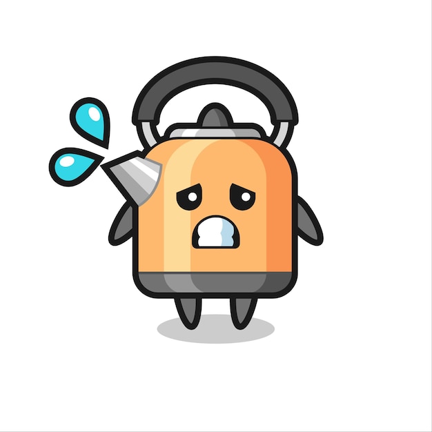 Kettle mascot character with afraid gesture , cute style design for t shirt, sticker, logo element