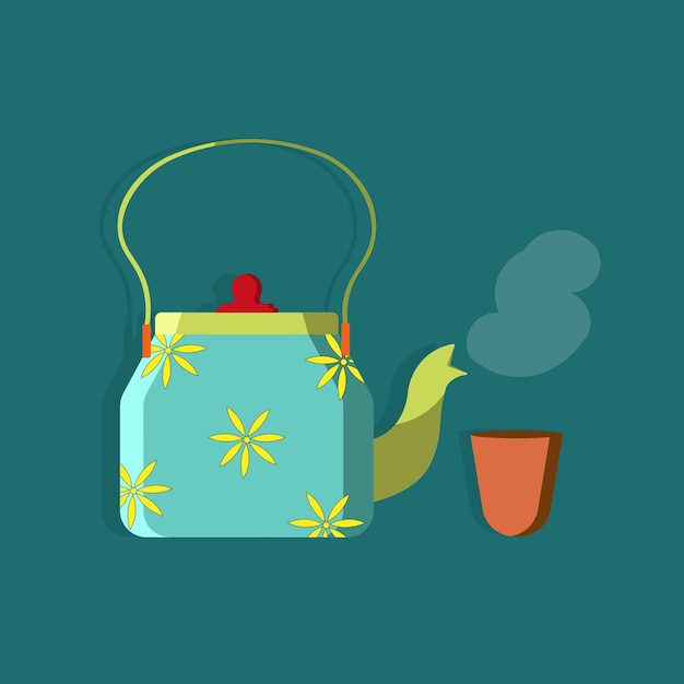 Kettle and tea illustration