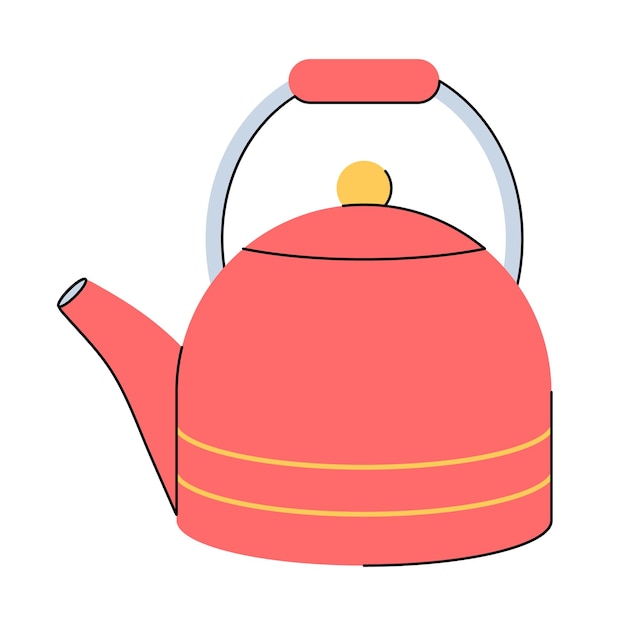 Kettle. Teapot. Kitchen appliances. Flat style. Isolated illustration on a white background.