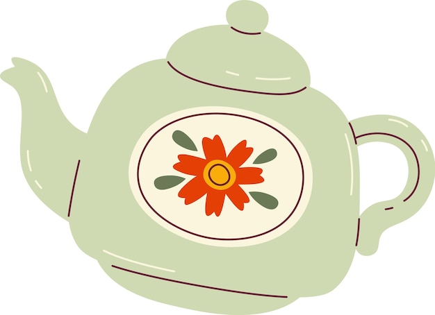 Vector kettle with flower