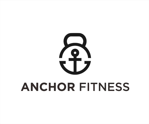 Kettlebell anker logo ontwerp vectorillustratie