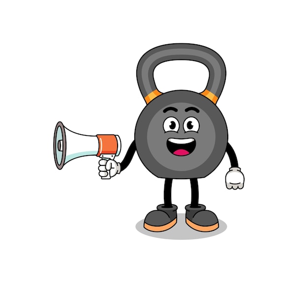 Vector kettlebell cartoon afbeelding met megafoon