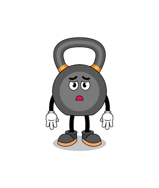 Kettlebell cartoon illustration with sad face