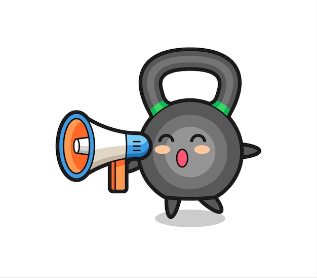 Kettlebell character illustration holding a megaphone , cute style design for t shirt, sticker, logo element