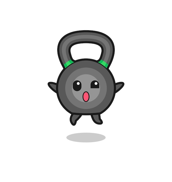 Vector kettlebell character is jumping gesture