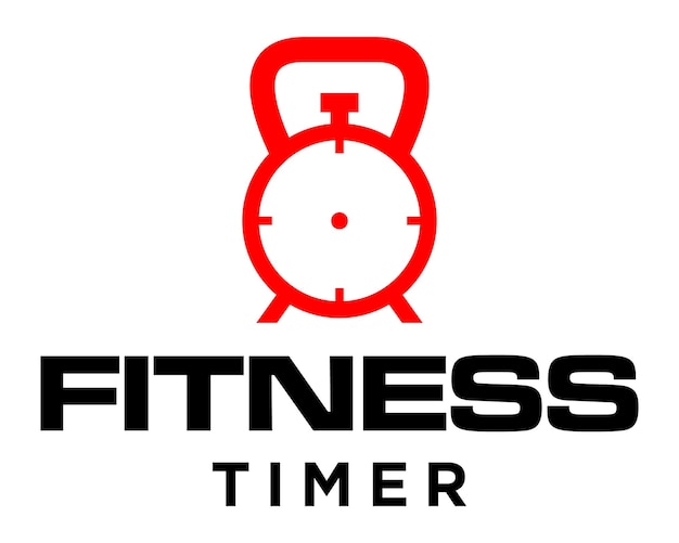 Kettlebell en timer logo-ontwerp.