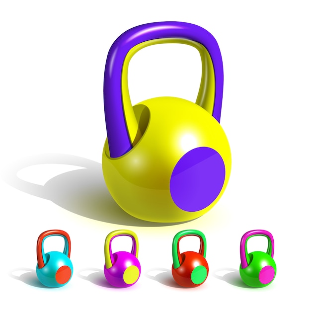 Kettlebell in divertente set di stile multicolore