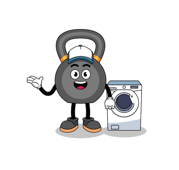 Kettlebell illustration as a laundry man