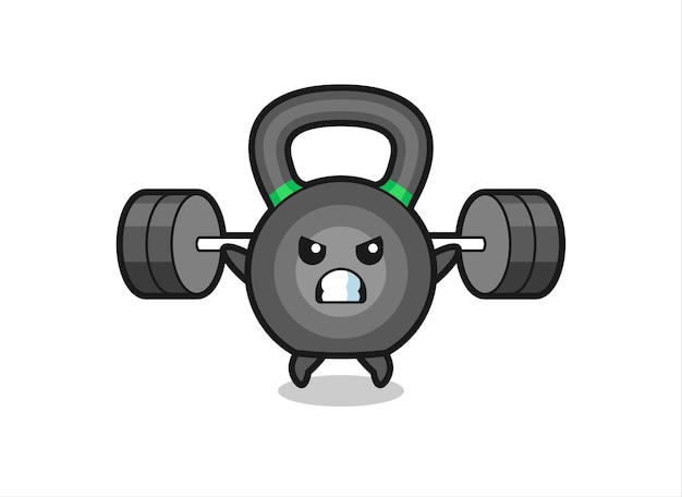 Kettlebell mascot cartoon with a barbell , cute style design for t shirt, sticker, logo element