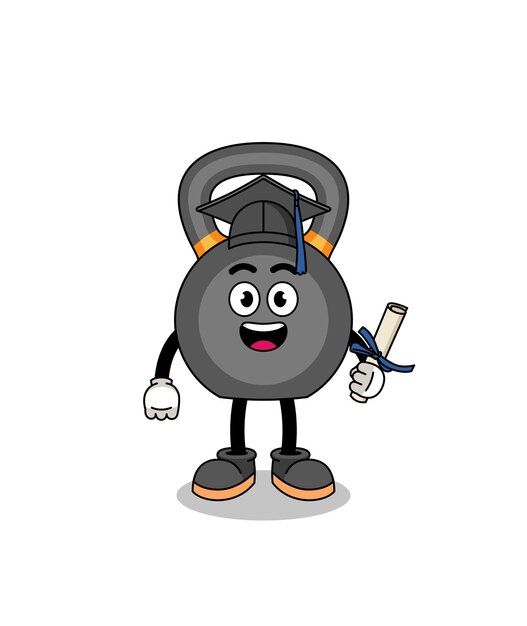 Vector kettlebell mascot with graduation pose