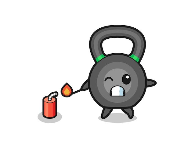 Vector kettlebell-mascotteillustratie die voetzoeker schattig ontwerp speelt