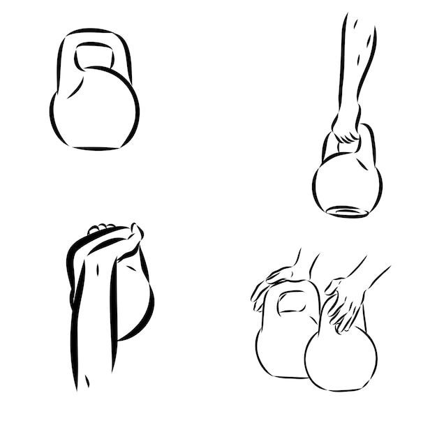 Kettlebell vector schets icoon geïsoleerd op de achtergrond met de hand getekende kettlebell icoon