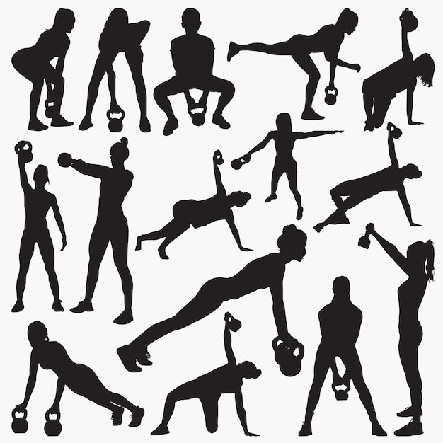 Kettlebell work out silhouettes