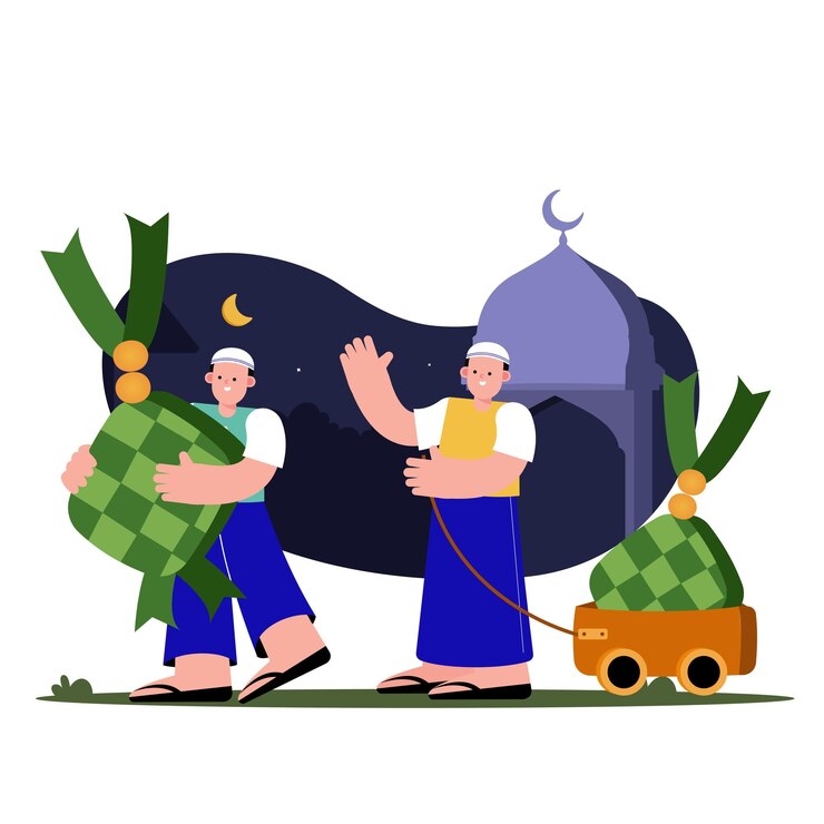 Ketupat for eid mubarak illustration