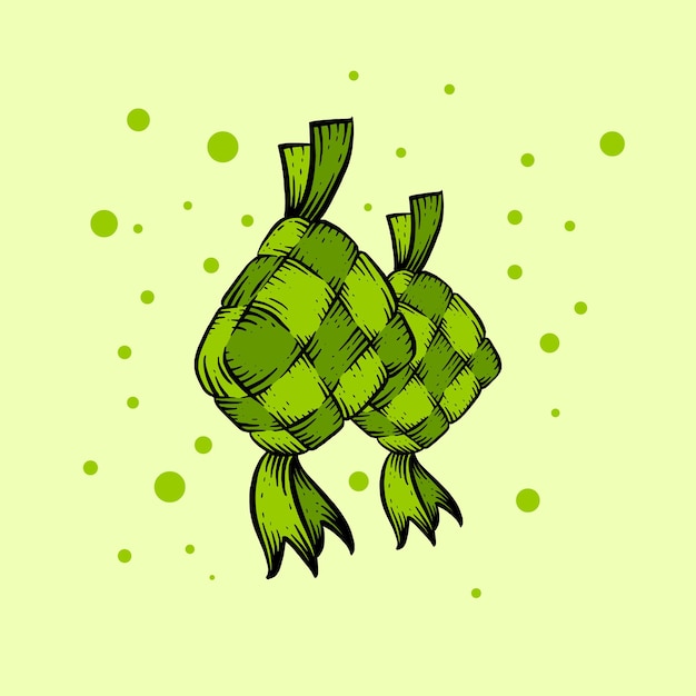 Ketupat hand getekende vectorillustratie