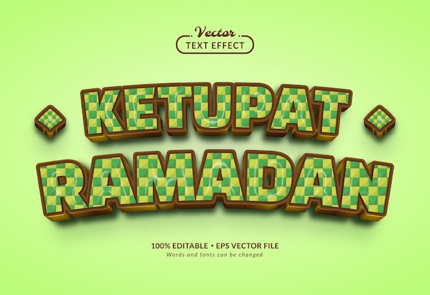 Effetto testo modificabile ketupat ramadan