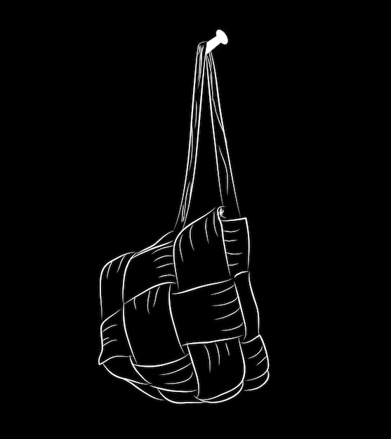 Ketupat simple vector black white hand draw sketch