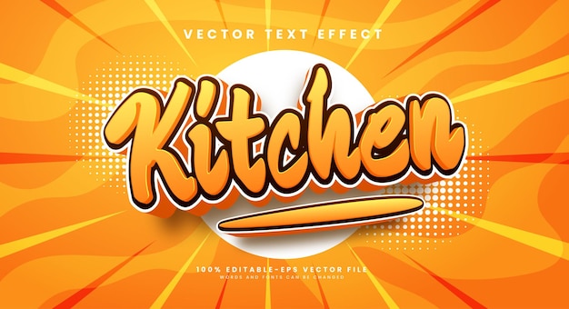 Vector keuken bewerkbaar tekststijl effect vector tekst effect met een oranje kleur die geschikt is voor voedingsmiddelen.