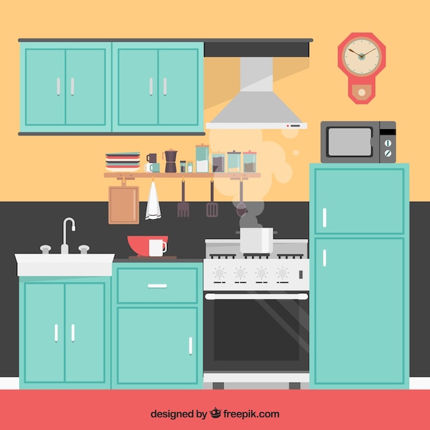 Vector keuken interieur illustratie