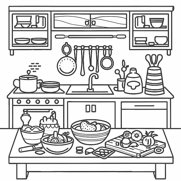 Keuken kleurpagina vector