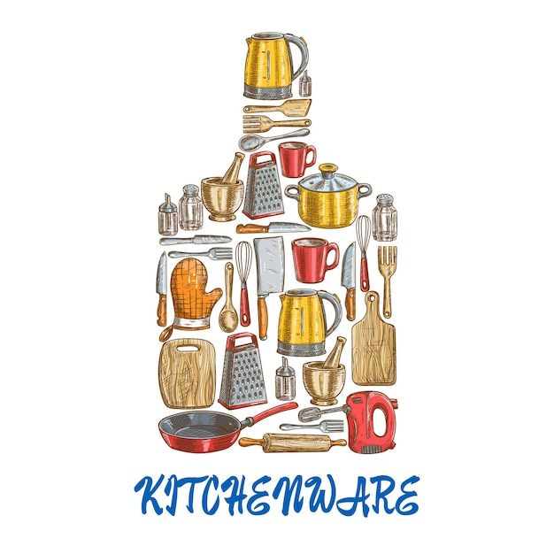 Vector keukengerei en keukengerei embleem