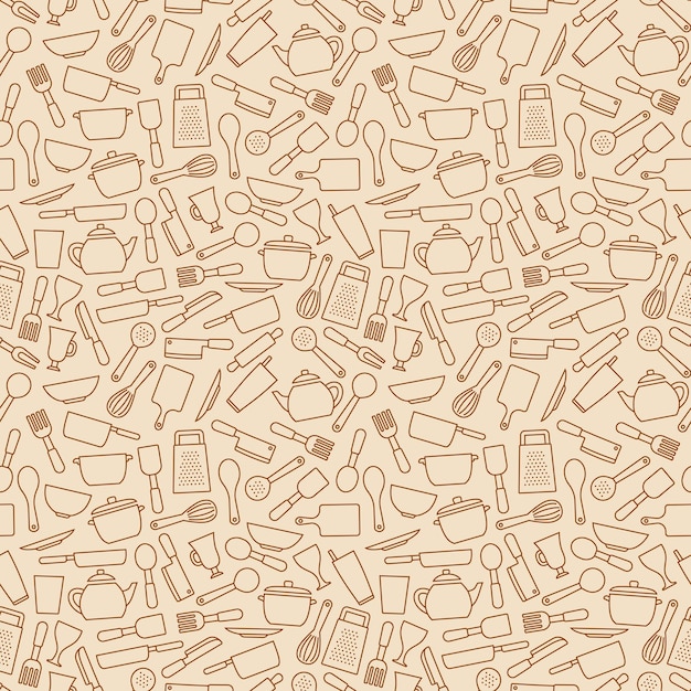 Keukengerei keukengerei overzicht pictogram naadloze patroon achtergrond