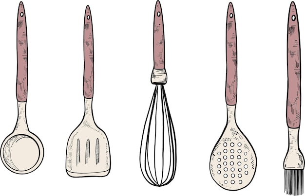 Vector keukengerei vector whisk spatula lepel voorraad voor de banketbakker