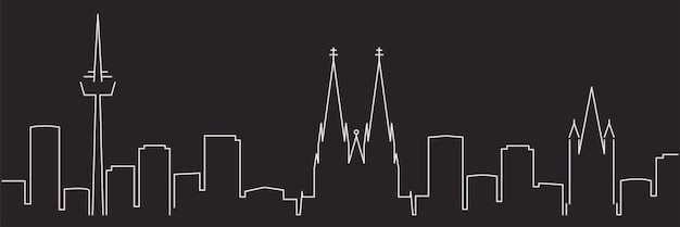 Vector keulen enkele lijn eenvoudige minimalistische skyline