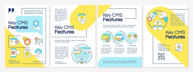 Key CMS features blue and yellow brochure template