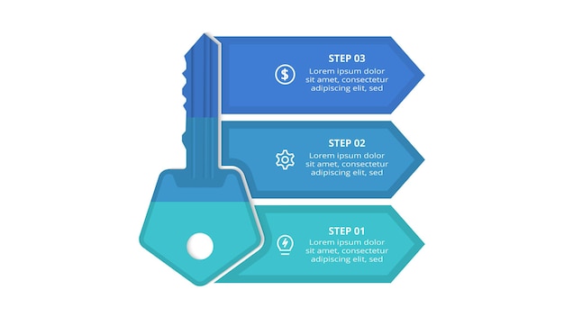 Key concept for infographic with 3 steps options parts or processes Business data visualization