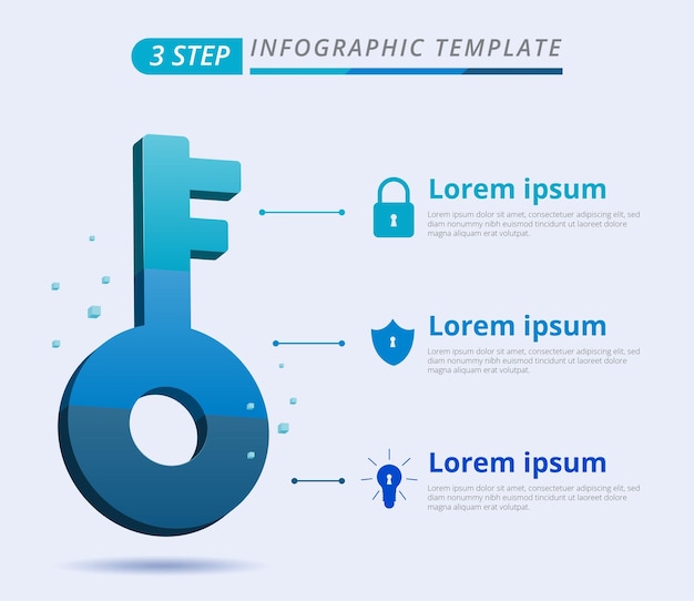 Concetto chiave per un'infografica con 3 passaggi