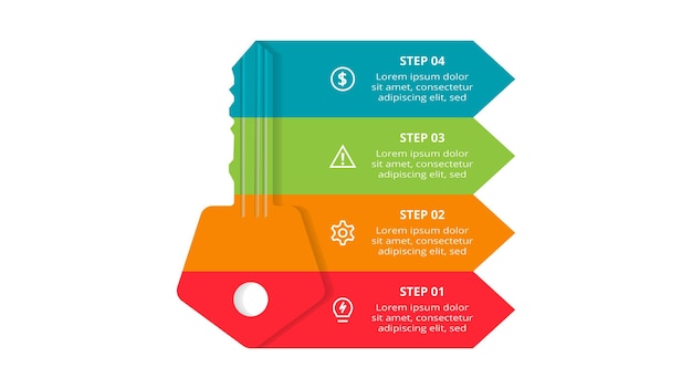 Key concept for infographic with 4 steps options parts or processes Business data visualization