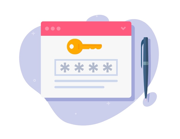 Key cyber web digital service icon flat cartoon illustration electronic website internet password