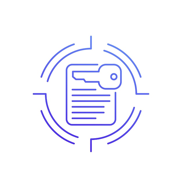 Vector key and document line icon, vector