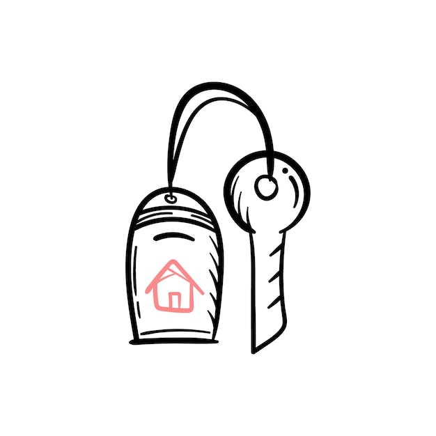 Key home huis te koop onroerend goed marketing doodle schets pictogram vectorillustratie
