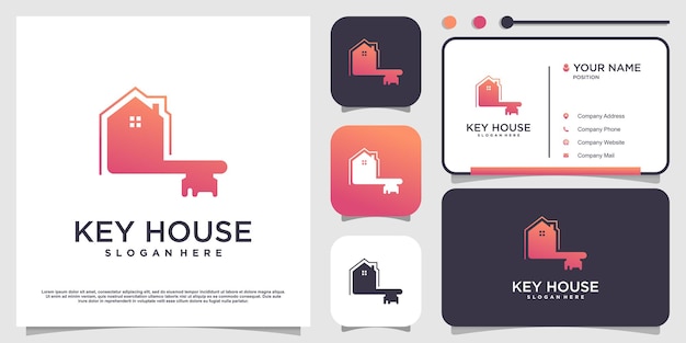 Key house logo design with modern concept premium vector